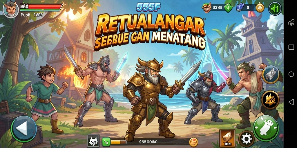 Tangkapan layar yang menunjukkan aksi gameplay seru di 555F.