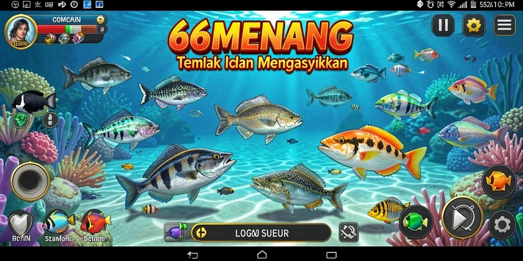 Screenshot gameplay 66MENANG menampilkan aksi seru menembak ikan.