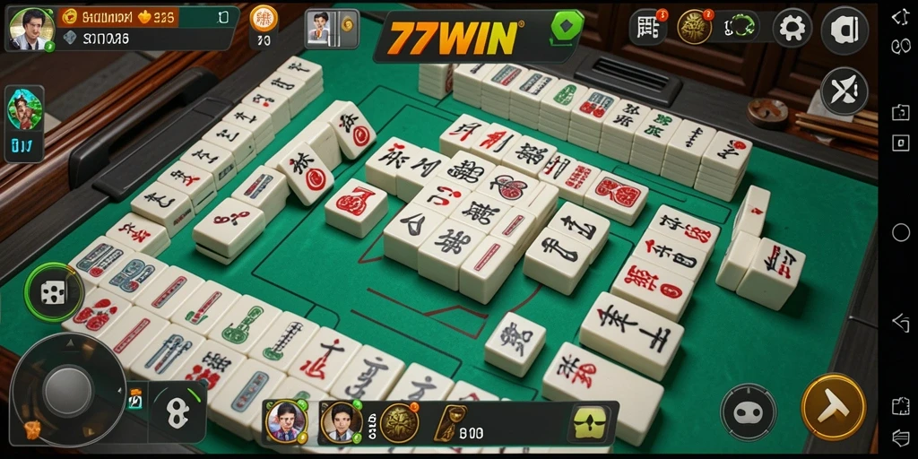 Screenshot 77WIN menampilkan gameplay Mahjong yang menarik.
