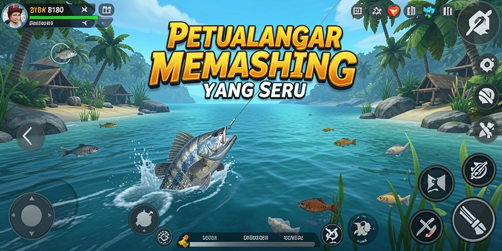 Screenshot gameplay 8180 menampilkan aksi menangkap ikan yang seru.