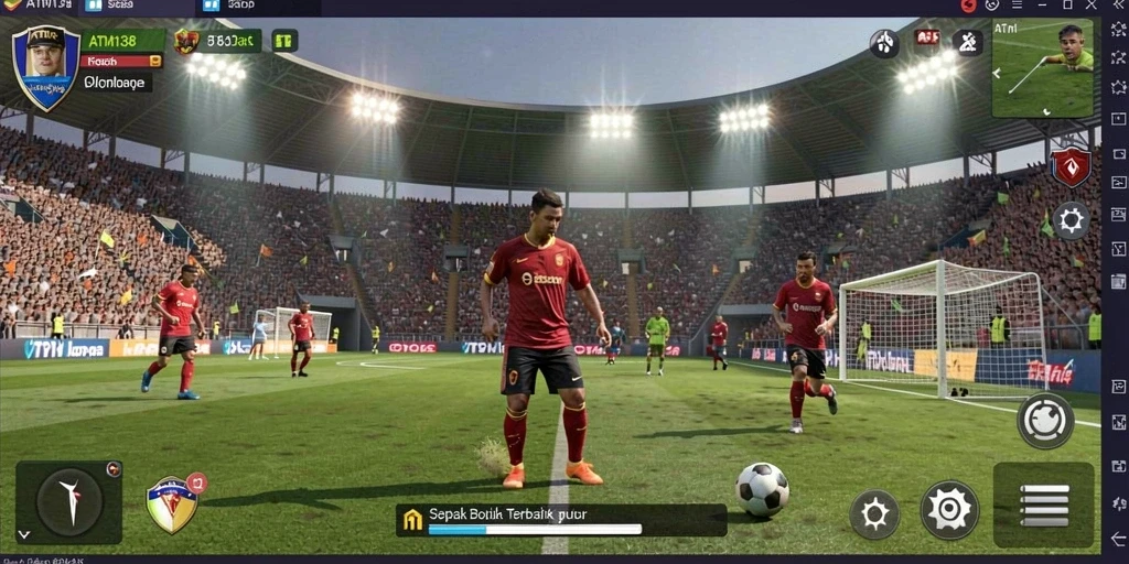 Tampilan gameplay <strong>ATM138</strong> yang menakjubkan saat pertandingan sepak bola.