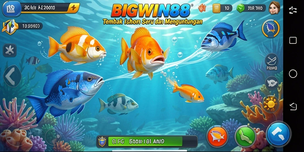 Gameplay seru dalam BIGWIN88 dengan ikan beragam yang menunggu untuk ditembak.
