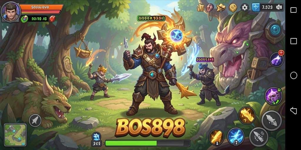 Tangkapan layar gameplay BOS898 dengan pertempuran seru dan karakter yang menarik.