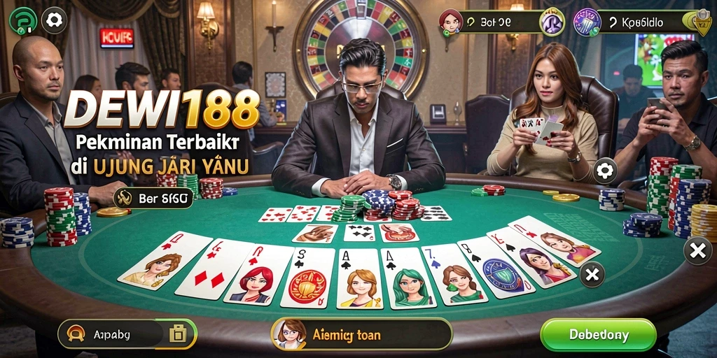 Tampilan permainan poker yang mendebarkan di DEWI188.