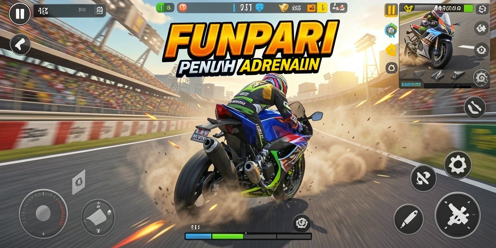 Gameplay seru balapan motor di FUNPARI dengan grafis menawan.