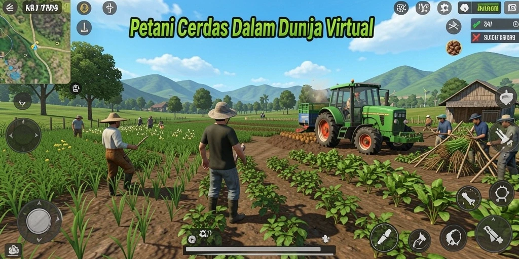 Tampilan gameplay KA789 saat merawat ladang dan hewan ternak.