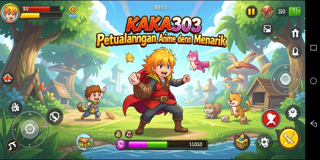 Screenshot gameplay KAKA303 menampilkan pertarungan karakter anime yang seru.