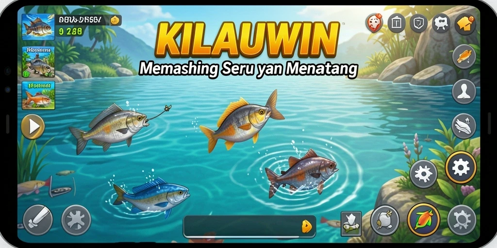 Gameplay KILAUWIN dengan momen menangkap ikan yang mendebarkan.