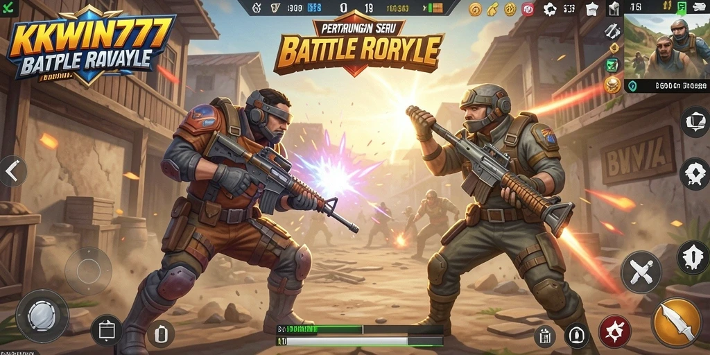 Tampilan gameplay seru di KKWIN777 dengan aksi Battle Royale yang mendebarkan.