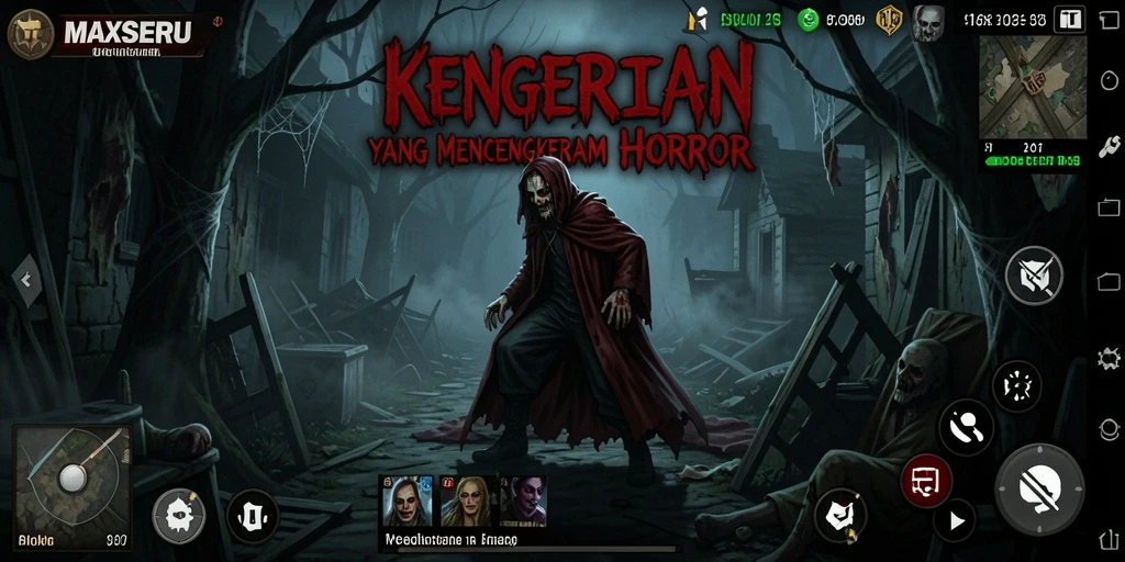 Tangkapan layar gameplay MAXSERU yang menegangkan dan menyeramkan.