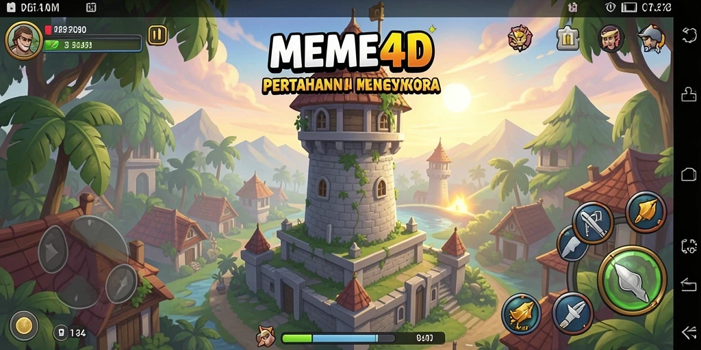 Gameplay intens dan strategi menara di MEME4D.