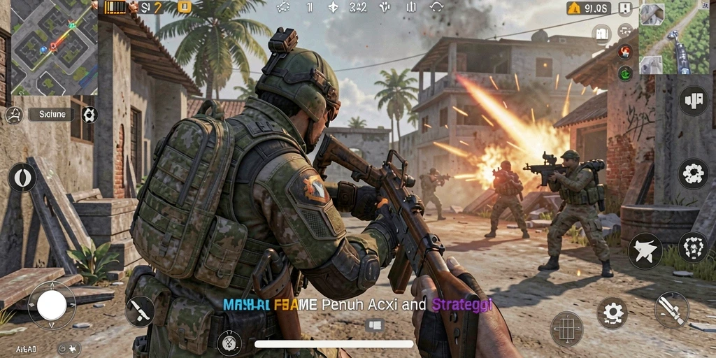 Tampilan aksi menegangkan dalam permainan FPS MENYALA78.