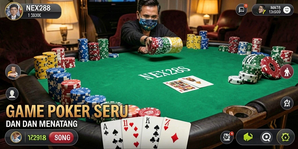 Tampilan permainan poker yang mendebarkan di NEX288