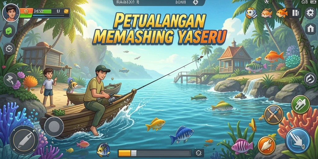 Gameplay RAJA132 menampilkan momen menangkap ikan yang mendebarkan.