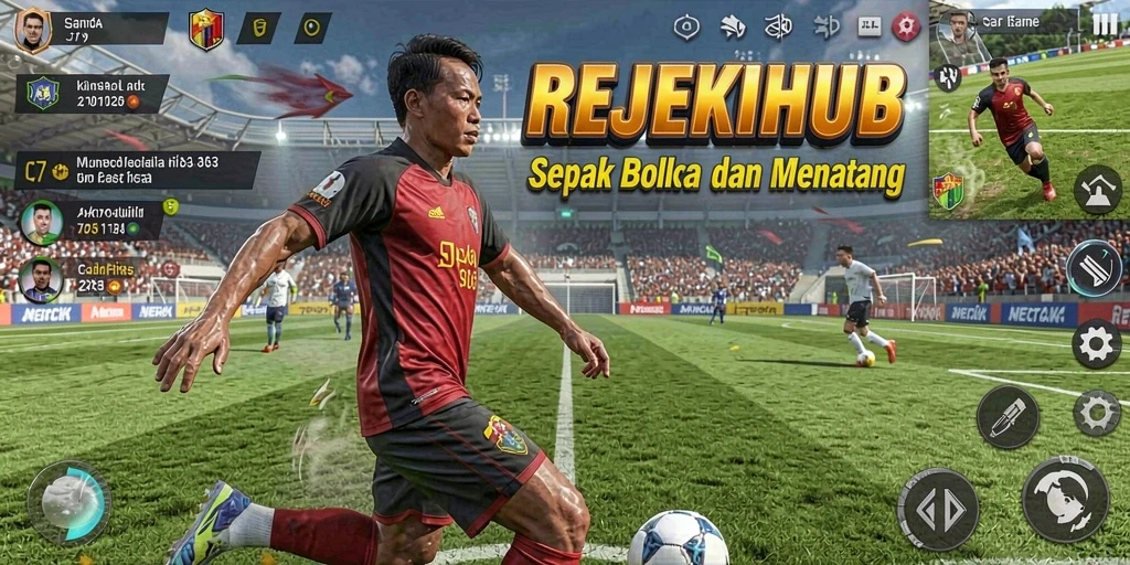 Tampilan gameplay menarik di REJEKIHUB yang penuh aksi sepak bola.
