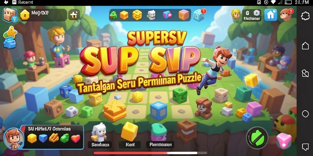 Screenshot gameplay SUPERSVIP menunjukkan tantangan puzzle yang menarik.