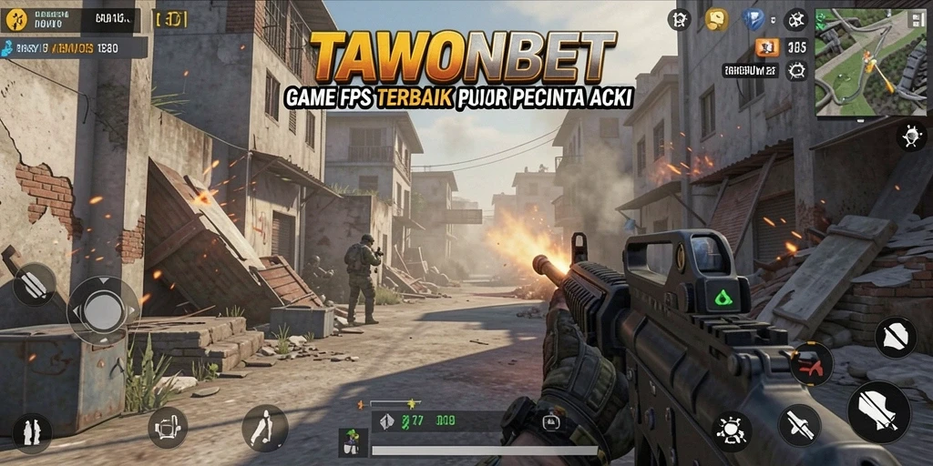 Screenshot menunjukkan aksi seru dalam gameplay FPS TAWONBET.