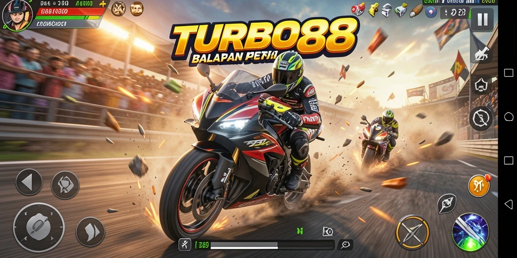 Gameplay seru dan penuh aksi dalam balapan motor.